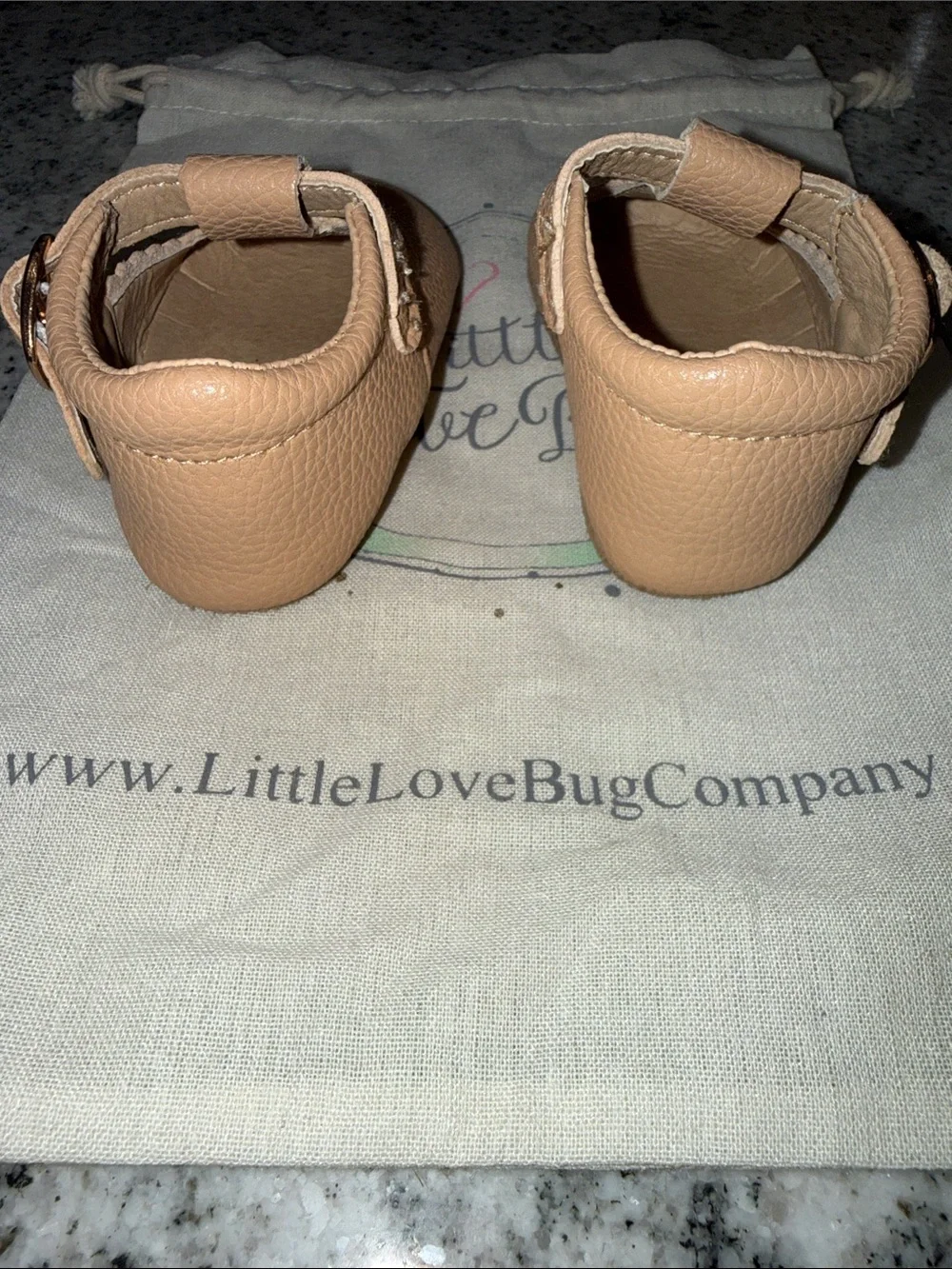 Little Love Bug Beige T-Bar Moccasin with Anti-Slip Sole